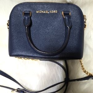 Michael Kors Mini Blue Crossbody Bag with Gold Hardware